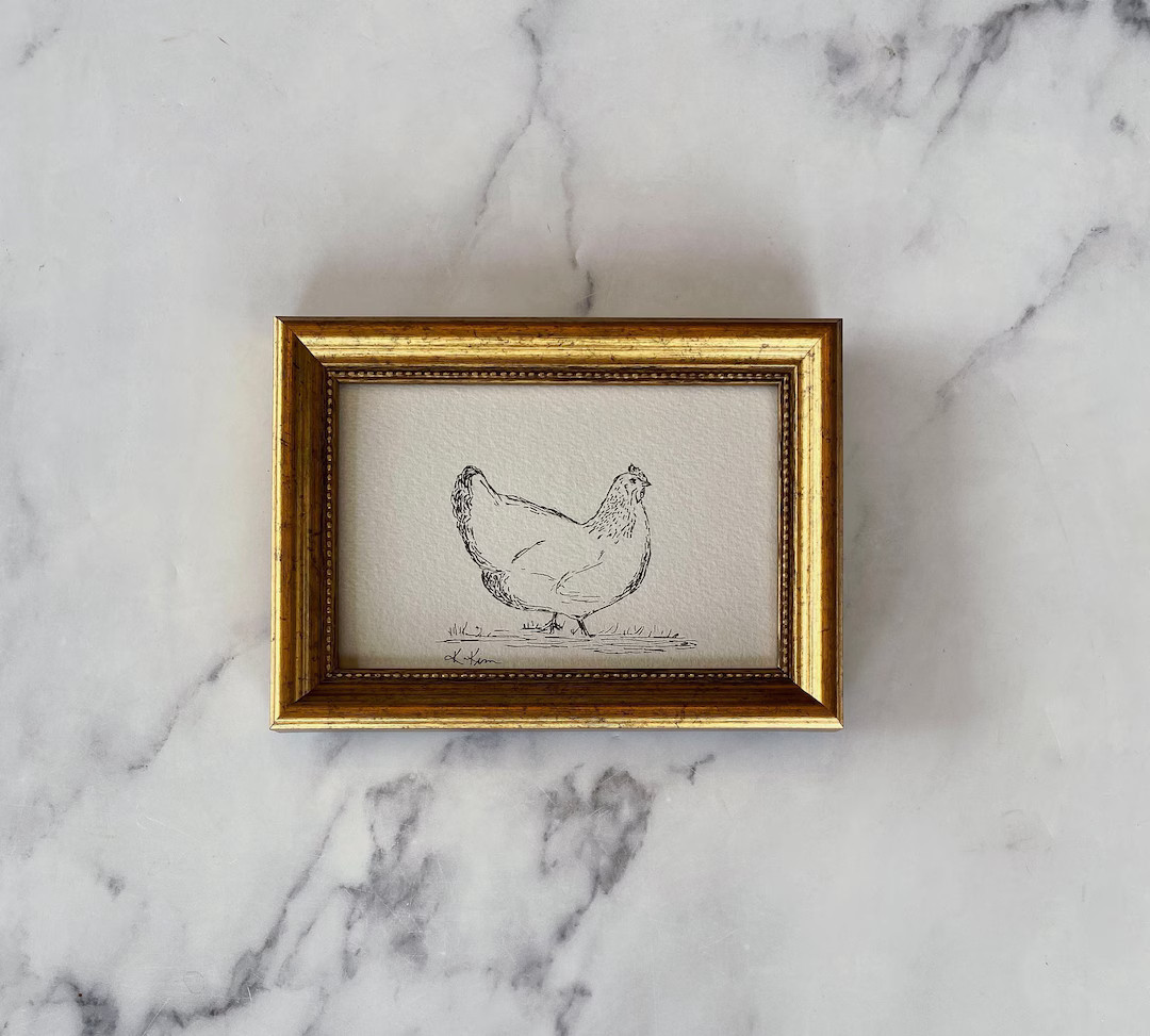 OPHELIA Art Print - Unframed Chicken Sketch - Original Chicken Print - Minimalist Chicken Drawing... | Etsy (US)