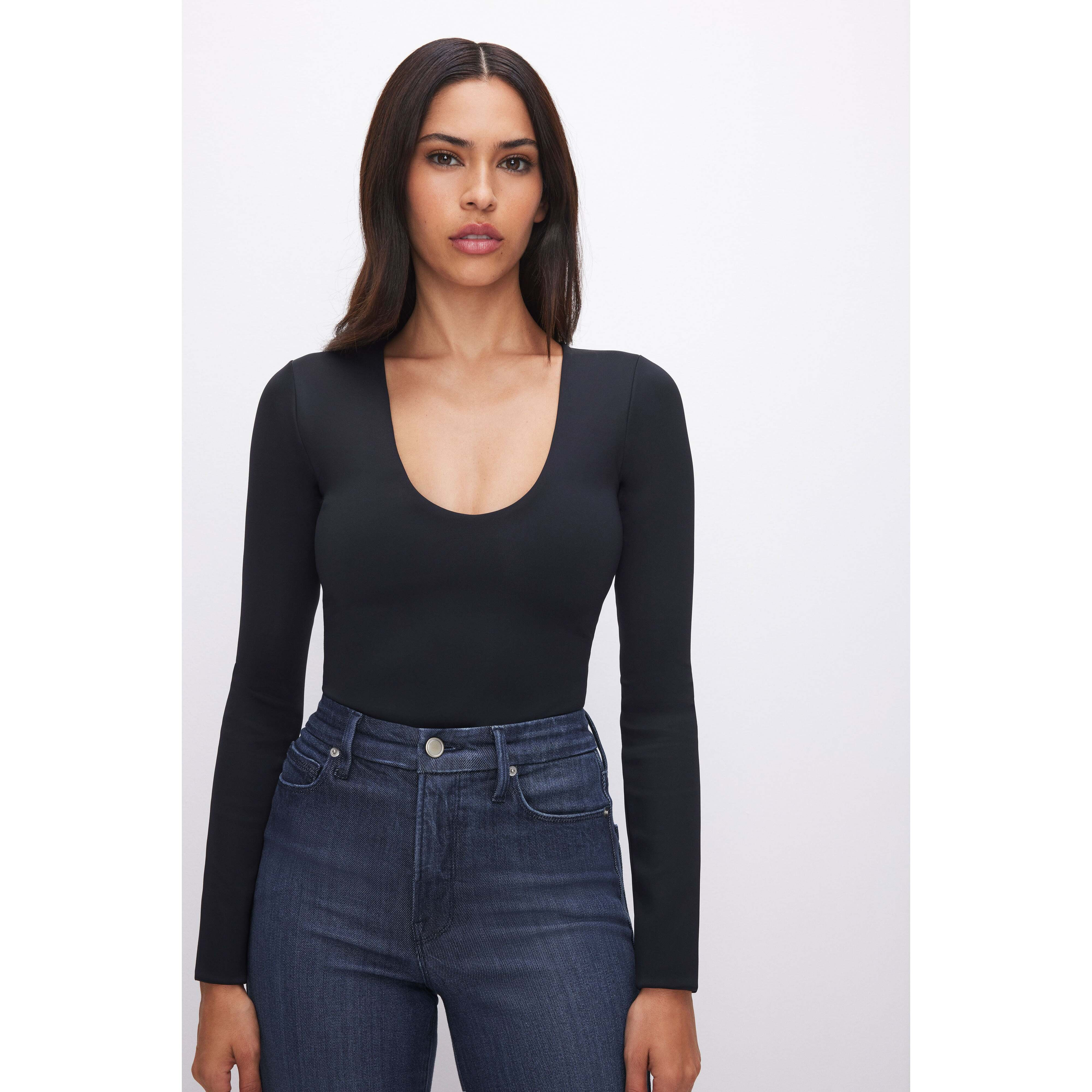 Women's Sculpting Scoop Neck Bodysuit | Black, Size XL | Good American by Khlo� Kardashian | Good American