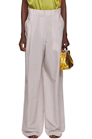 Dries Van Noten - Gray & Pink Wide Pleated Trousers | SSENSE