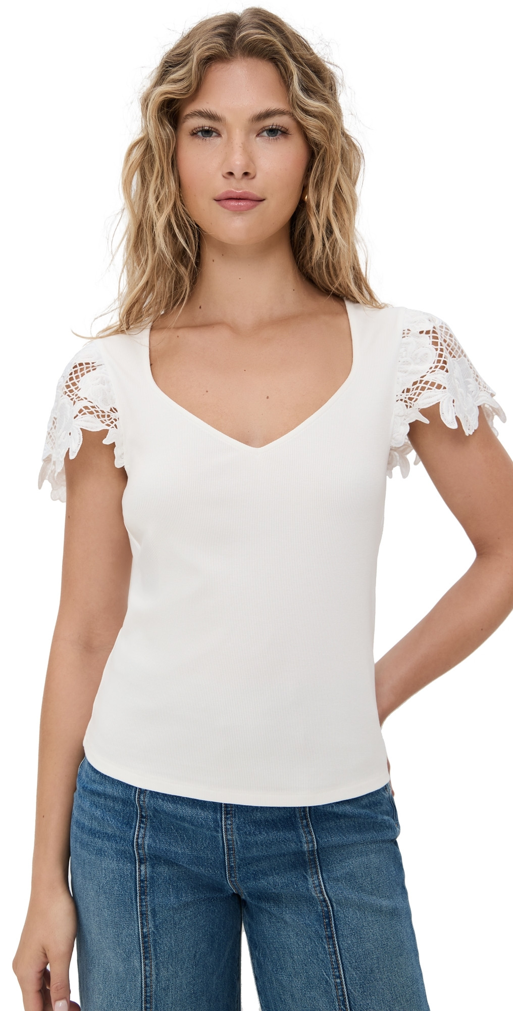 Generation Love Kika Lace Combo Top White S | Shopbop