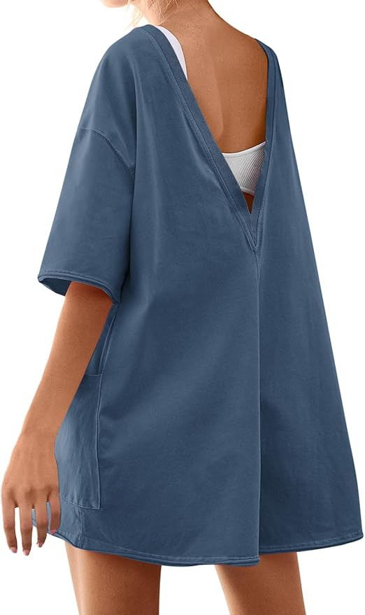 Yousify Rompers for Women 2024 Summer Athletic Oversized Romper Short Sleeve Jumpsuit Adult Onesi... | Amazon (US)