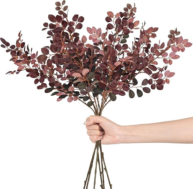 Fall Stems for Vases - Faux Eucalyptus Stems, Artificial Silk Plants Leaf Branches Greenery, Fall... | Amazon (US)