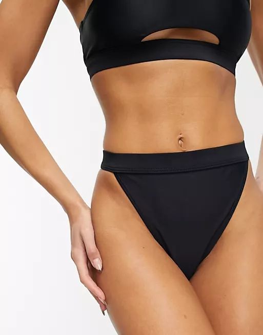 South Beach mix and match high waist & leg bikini bottom in black | ASOS (Global)