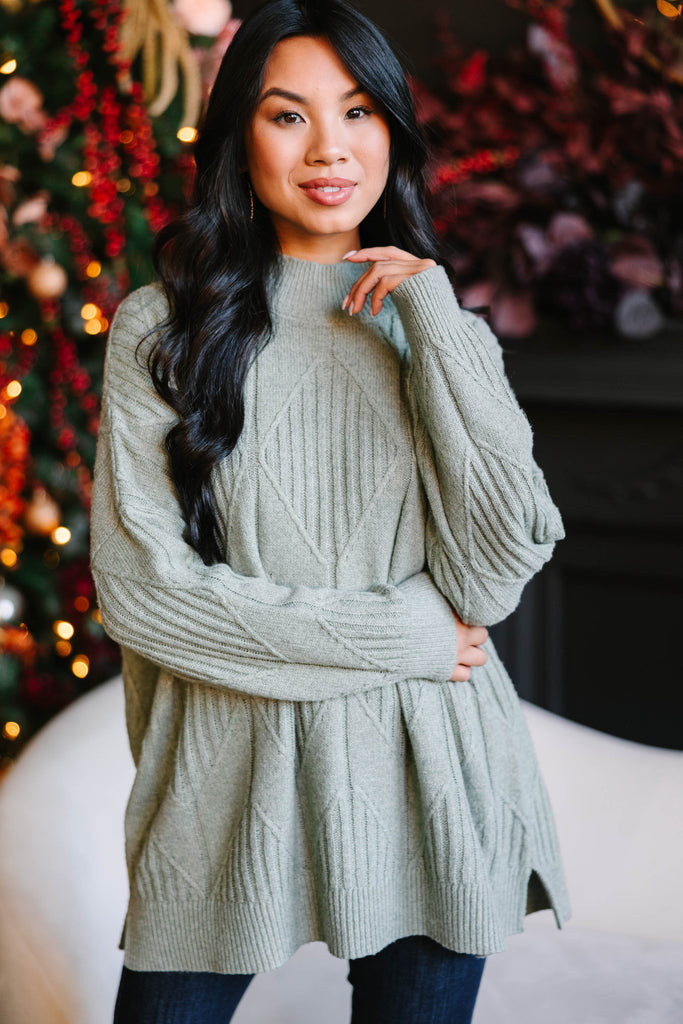 Walk The Walk Light Olive Green Sweater | The Mint Julep Boutique