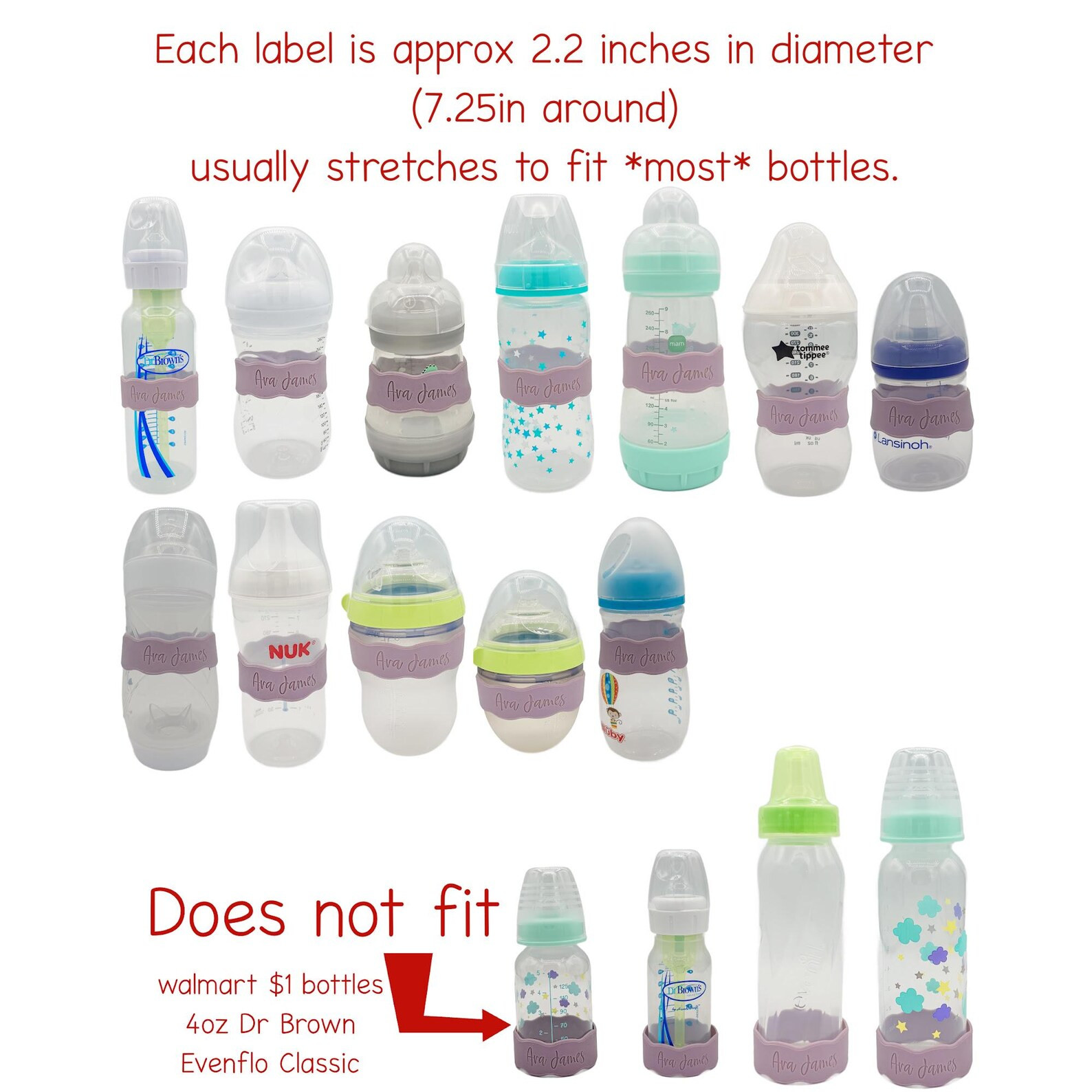 3 Pack Silicone Bottle Labels, Baby Bottle Label, Sippy Cup Label, Personalized Labels, Daycare L... | Etsy (US)