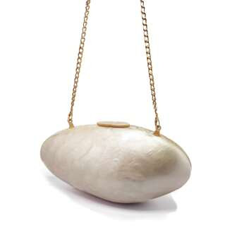 Pearl White Clamshell Shape Clutch Purse For Women, Quiet Luxury Acrylic Evening Bags With Detach... | SHEIN