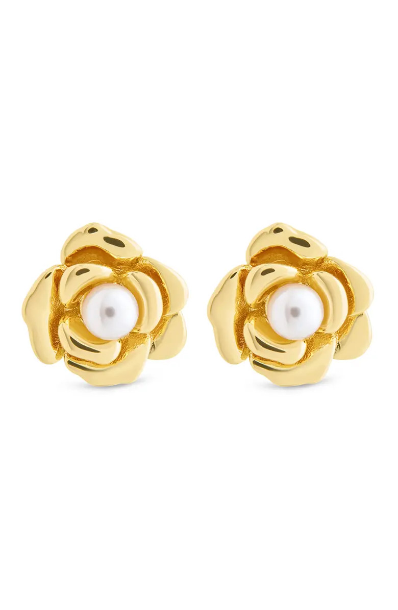 Sterling Forever Rosa Faux Pearl Flower Stud Earrings | Nordstrom | Nordstrom