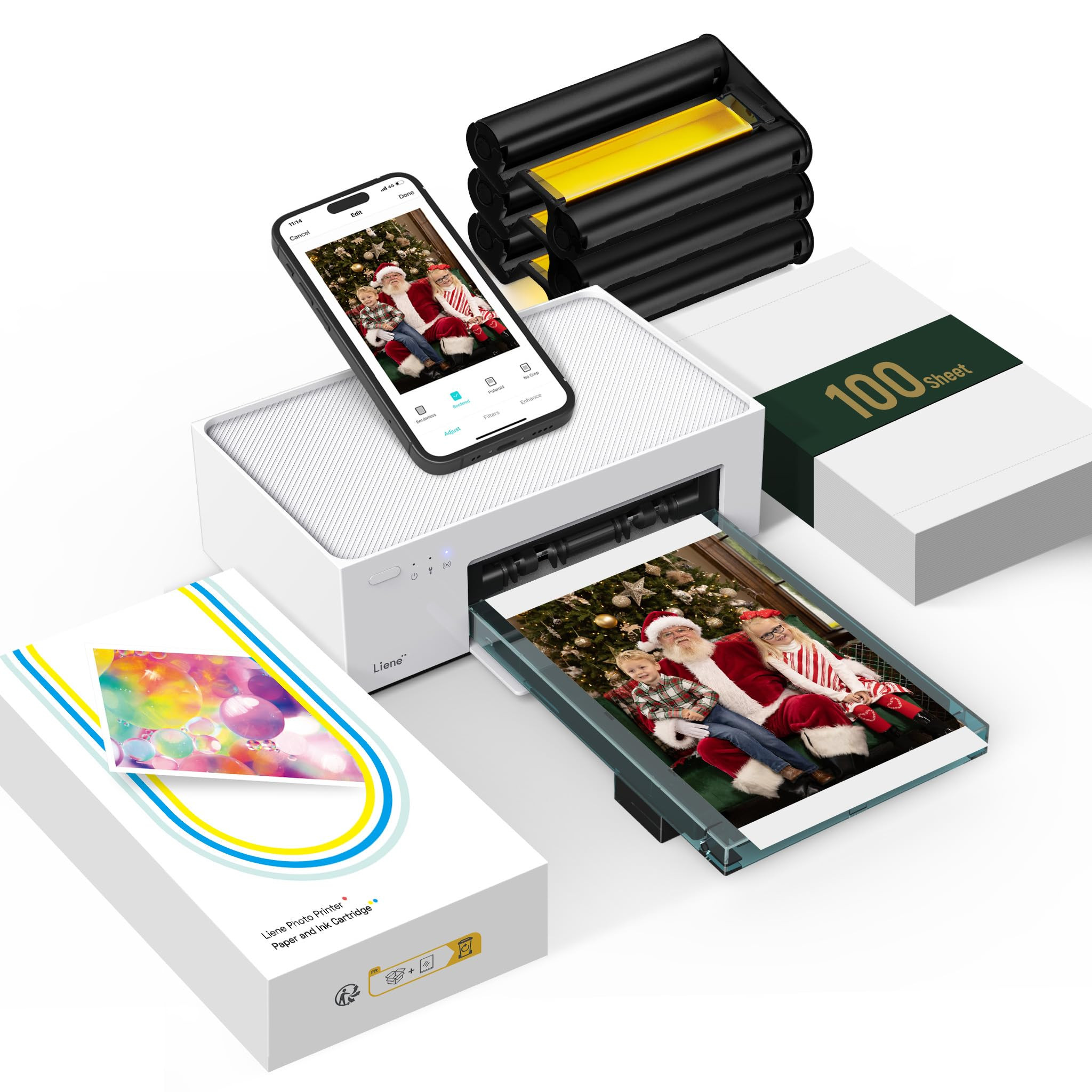 Liene M100 4x6'' Photo Printer, Phone Printer 100 Sheets & 3 Cartridges, Full-Color Photo, Portab... | Amazon (US)