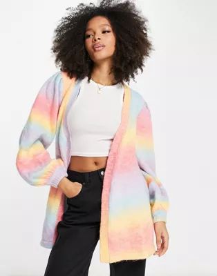 Never Fully Dressed rainbow knit cardigan in multi | ASOS (Global)