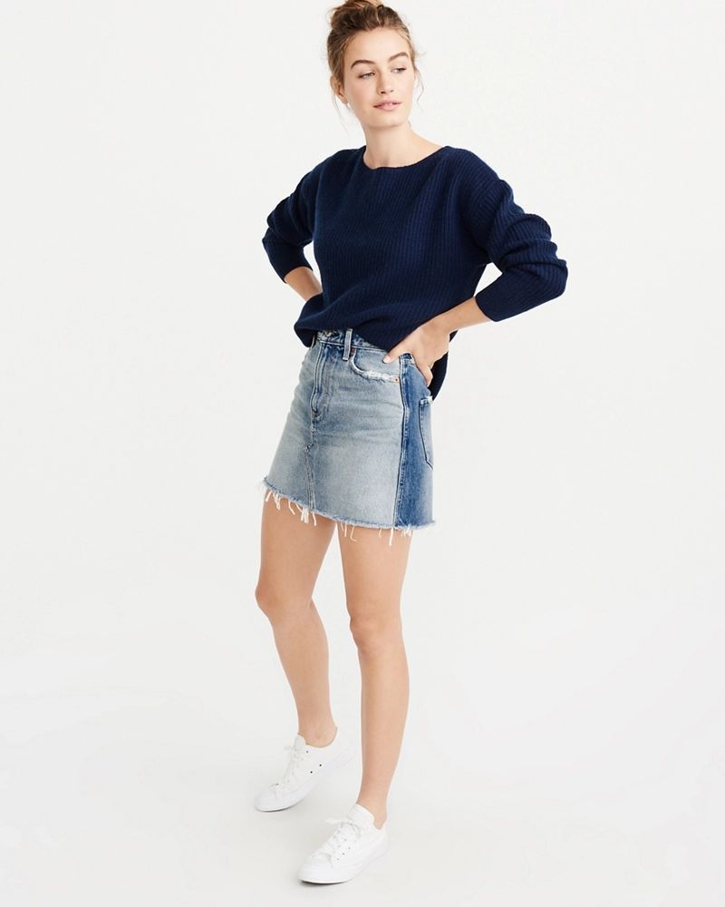 Two-Tone Denim Mini Skirt | Abercrombie & Fitch US & UK
