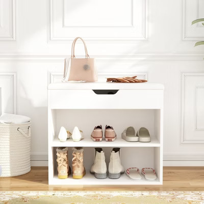 Famapy White Shoe Bench Double Shelf Lightweight Modern Style | Target