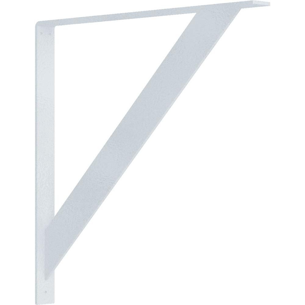 Ekena Millwork 2 in. x 24 in. x 24 in. Steel Hammered White Traditional Bracket | The Home Depot