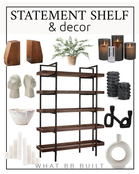 Statement bookshelf, bookends and candle holders.

#LTKhome #LTKSeasonal #LTKunder50