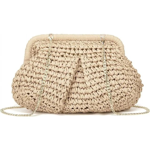 Women Straw Crossbody Clutch Purse Straw Shoulder Handbag Cloud Dumpling Pouch Rattan Summer Beac... | Walmart (US)