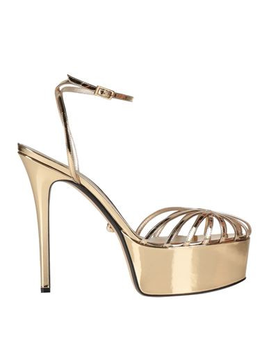 Aleví Milano Woman Sandals Gold Size 11 Leather | YOOX (US)