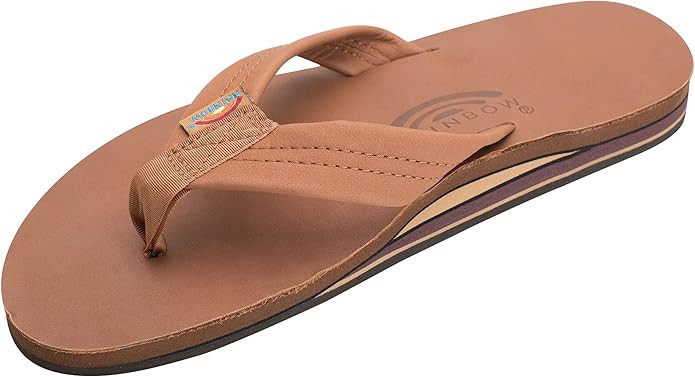 Rainbow Sandals Men's Leather Double Layer with Arch Wide Strap | Amazon (US)