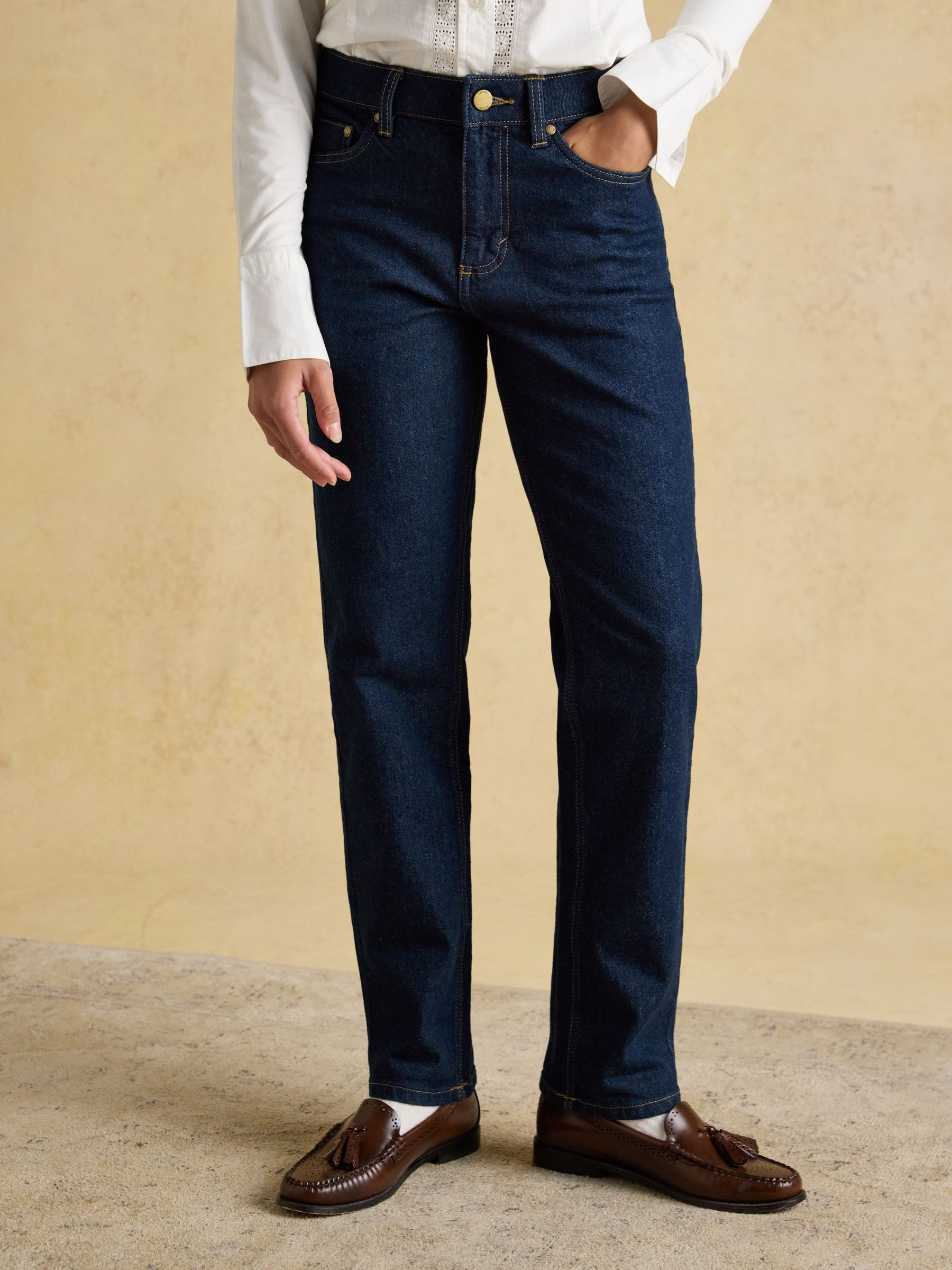 Denim Straight Fit Mid Rise Jeans | Joules | Joules