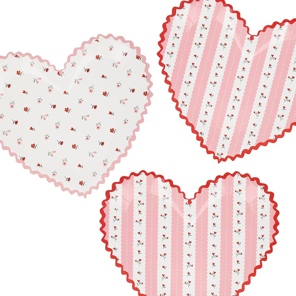 Meri Meri Valentine's Day Heart Plates (Pack of 8), Valentines Day Party Plates, Disposable, Pape... | Amazon (US)