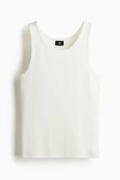 H & M - Slim Fit Ribbed Tank Top - White | H&M (US + CA)