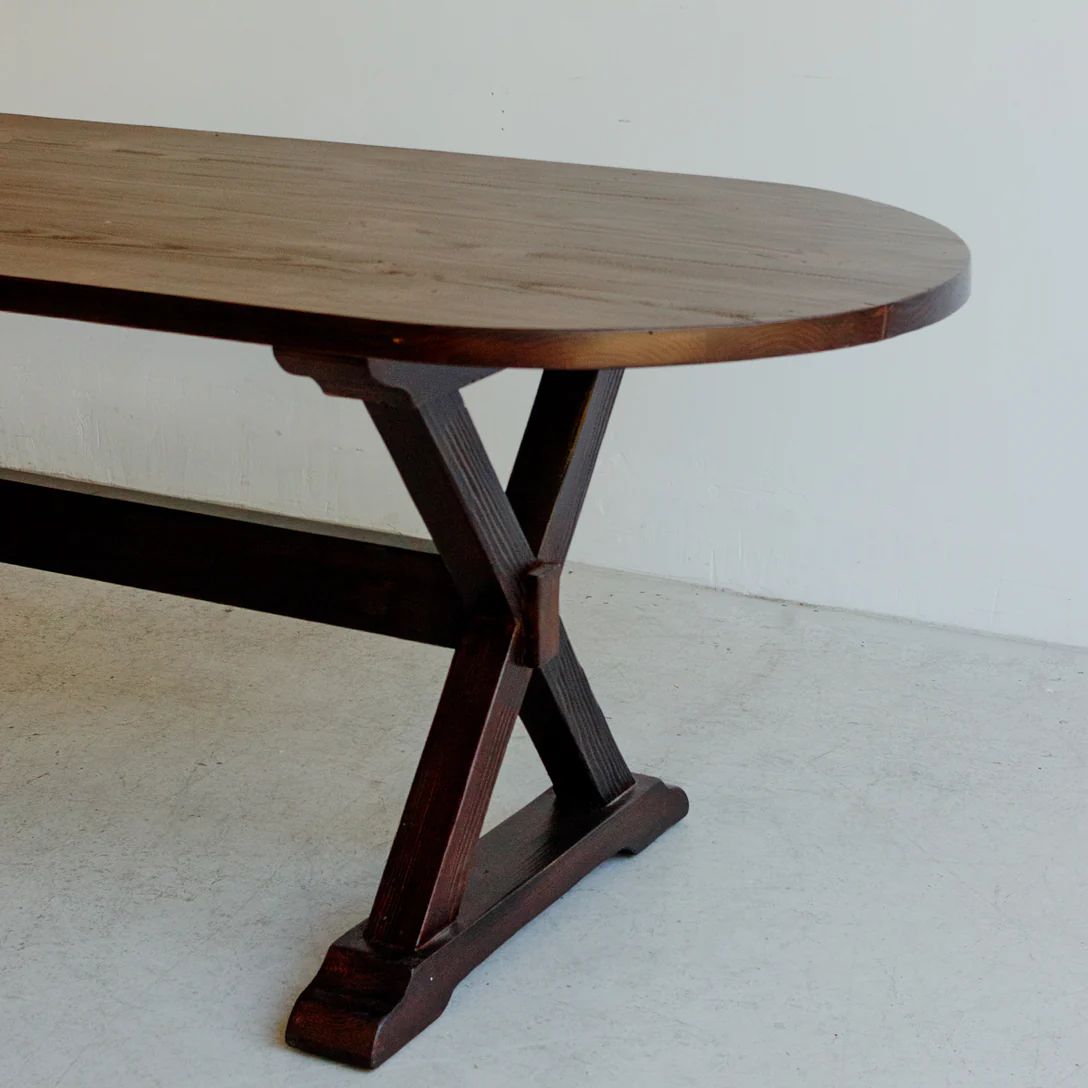 Oval Reclaimed Wood Trestle Table | Elsie Green US