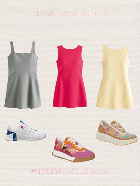 Tennis dress style, Abercrombie tennis dress, tennis dress outfit, casual outfit of the day, athleisure style, colored sneakers, hot pink tennis dress, yellow tennis dress, grey tennis dress, Nike tennis shoes, Steve Madden tennis shoes 

#LTKStyleTip #LTKActive #LTKFitness