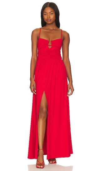 String Gather Maxi Dress in Perfect Red Maxi Dress Long Red Dress Code Red Summer Dress Outfit Ideas | Revolve Clothing (Global)