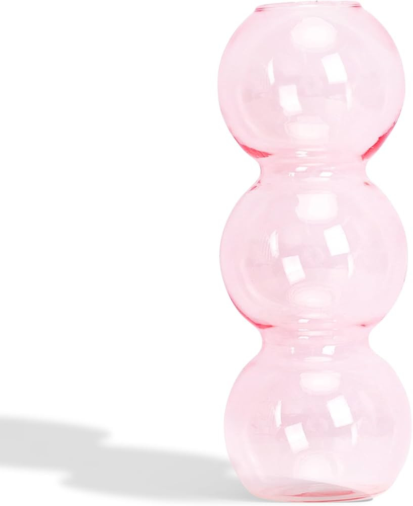 Fixwal Hydroponic Glass Vase, Cute Pink Vase for Flower,Three Balls 6.5” Small Bud Vase for Boo... | Amazon (US)
