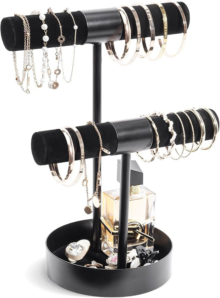 ProCase Jewelry Holder Stand, 2 Tier Bracelet Organizer Display Necklace Storage Rack with Metal ... | Amazon (US)