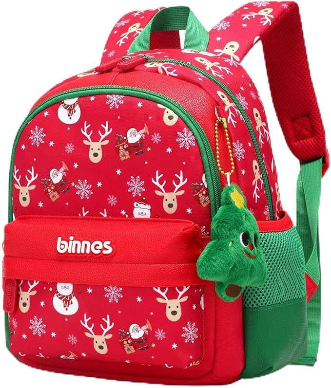 SUN EIGHT Kids Christmas Backpack with Santa & Reindeer Print, Lightweight Durable School Bag Hol... | Amazon (US)