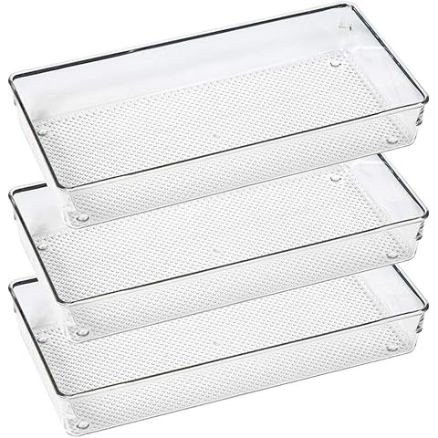 Vanity Bathroom Tray, Acrylic Rectangle Decorative Catchall Organizer Storage Tray (Medium-Clear) | Amazon (US)