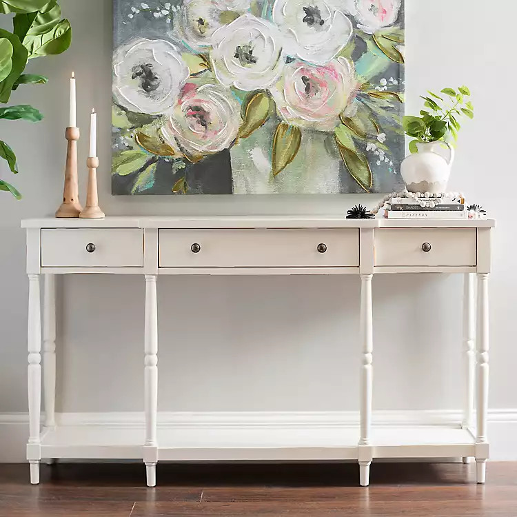 Cream Stately 3-Drawer Console Table | Kirkland's Home