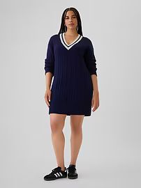 CashSoft Varsity Cable-Knit Mini Sweater Dress | Gap (CA)