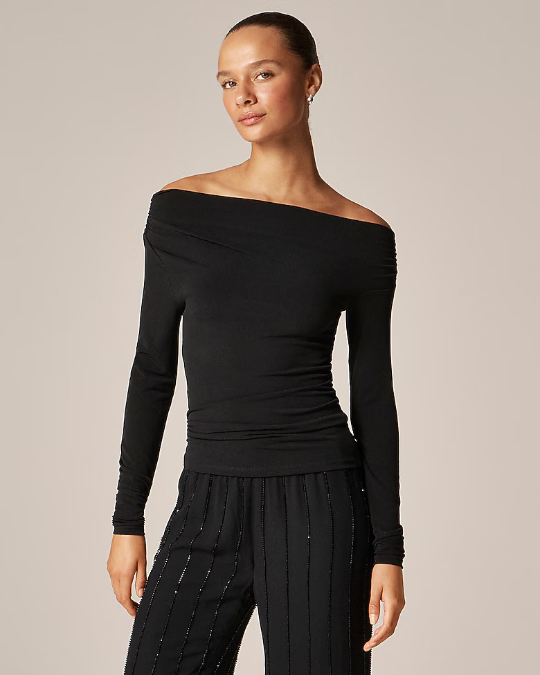 Matte jersey drapey off-the-shoulder top | J. Crew US