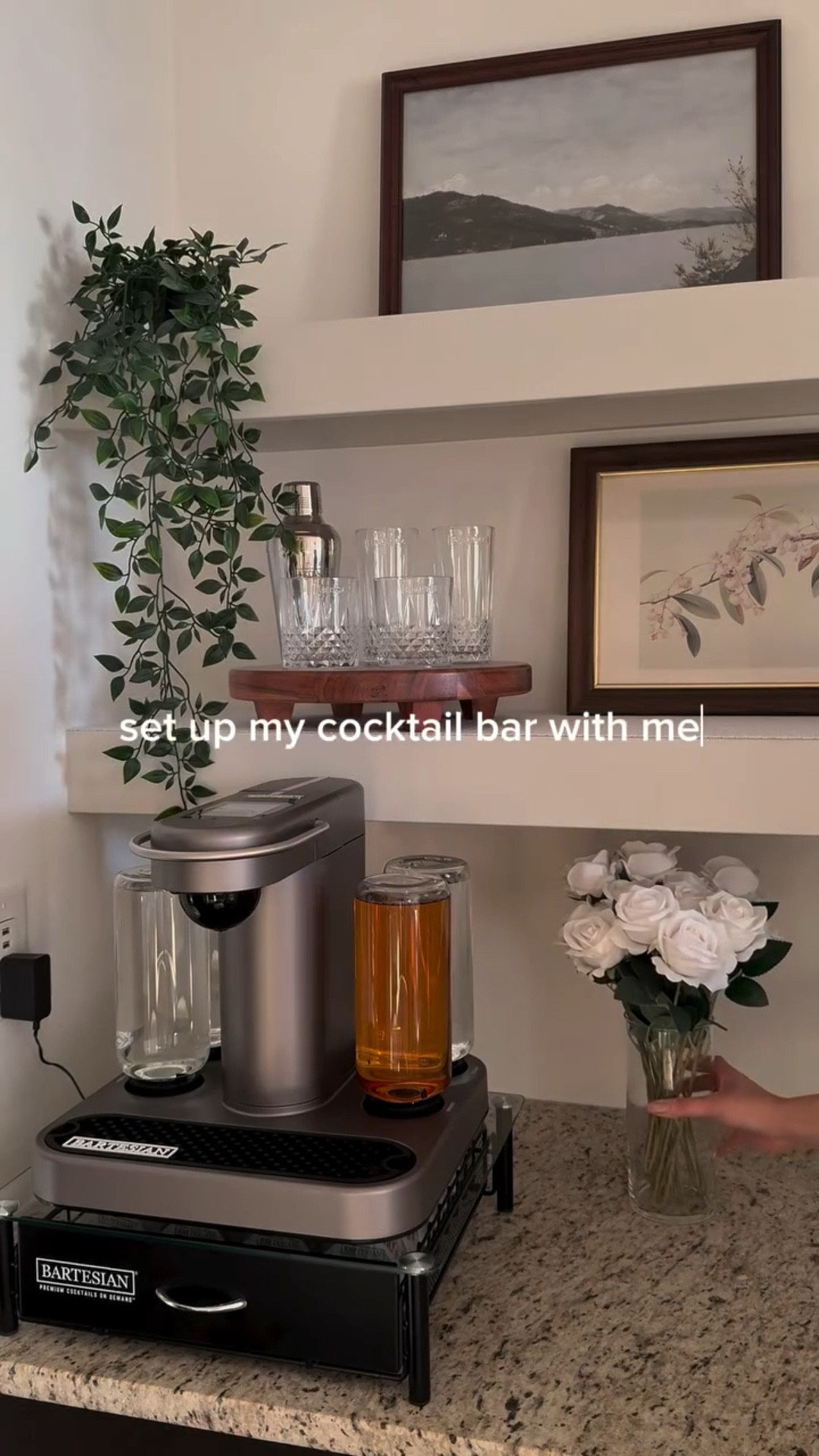 set up my cozy cocktail bar with me 💫 the @bartesian cocktail machine is going to take hosting on another level! 

home bar, drinks corner, bar set up, bar accessories, hosting ideas, party ideas, amazon kitchen finds, cocktail maker

#bartesian #cocktailmachine #homeorganization #amazonfinds #asmr #organizing #homebarista #homebartender #homedecor