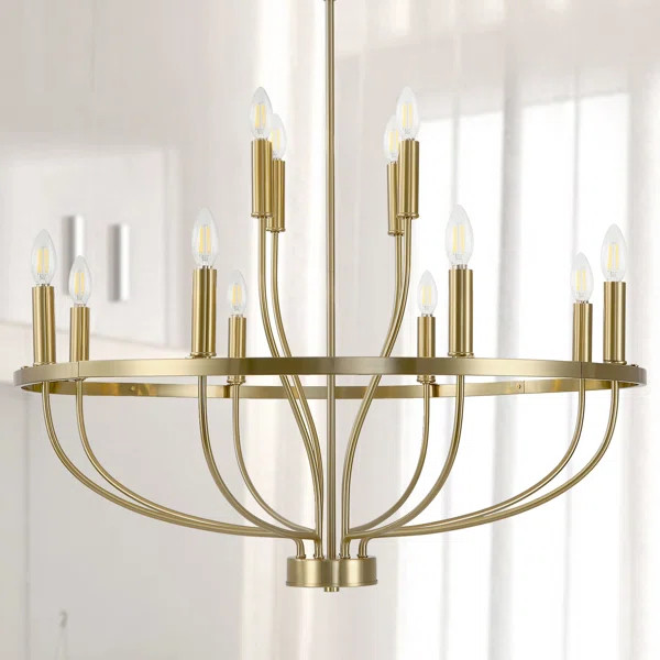 12 - Light Dimmable Wagon Wheel Chandelier | Wayfair North America