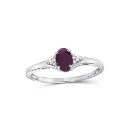 JewelersClub Ruby Ring Birthstone Jewelry – 0.50 Carat Ruby Sterling Silver Ring Jewelry with White Diamond Accent – Gemstone Rings with Hypoallergenic Sterling Silver Band | Walmart (US)