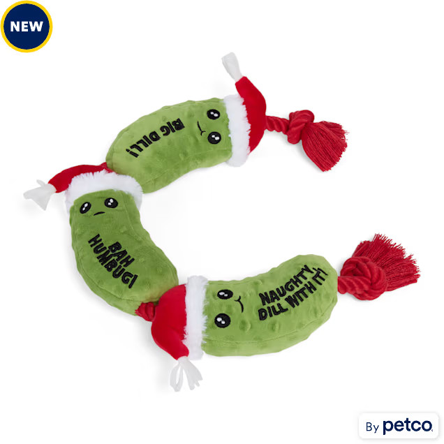 Merry Makings Plush Holiday Pickles on Rope Dog Toy, Large | Petco