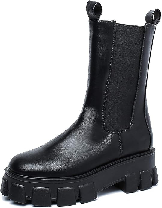 MOMOKA Women's Ankle Boots Slip On Platform Boots | Amazon (US)