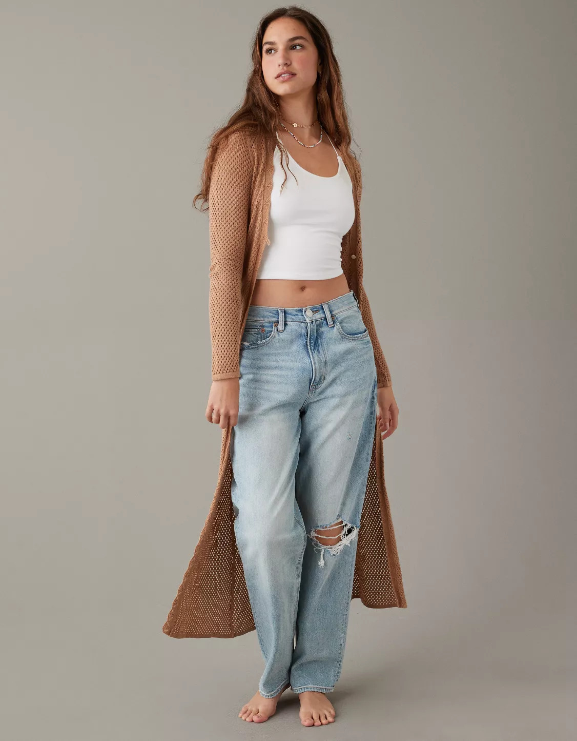 AE Extra Long Scallop-Edge Cardigan | American Eagle Outfitters (US & CA)