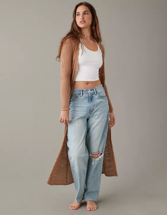 AE Extra Long Scallop-Edge Cardigan | American Eagle Outfitters (US & CA)