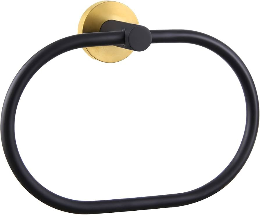 Swivel Towel Ring Black & Gold, Angle Simple Stainless Steel Hand Towel Rack, Bathroom Towel Hold... | Amazon (US)