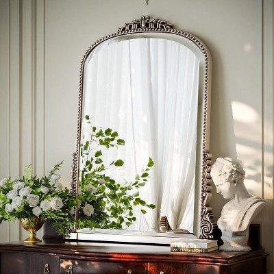 40"x28" Wall Mirror, Arched Beaded Mirror with Metal Frame, Decorative Bathroom Vanity Mirror for Entryway, Bedroom, or Living Room | Target