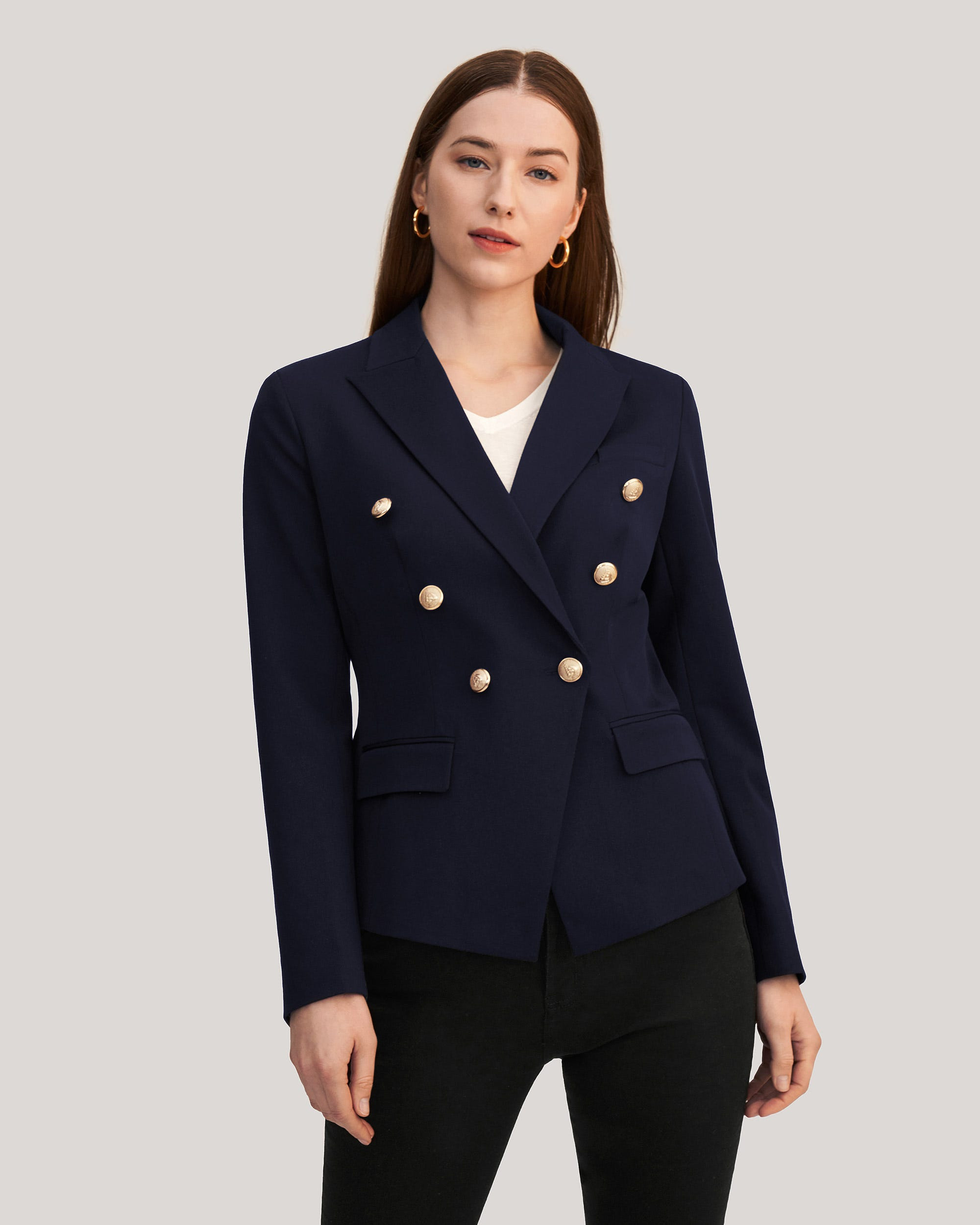 Classic Double Breasted Slim Blazer | LilySilk