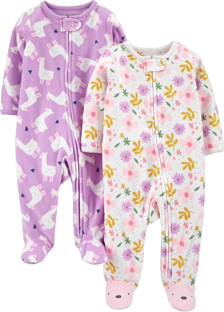 Simple Joys by Carter's Baby Girls' Fleece Footed Sleep and Play, Pack of 2 | Amazon (US)