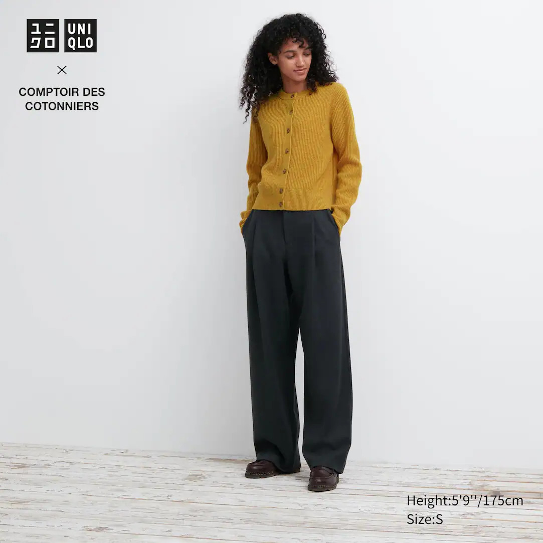 Brushed Jersey Pleated Wide Leg Trousers (Long) | UNIQLO (UK)