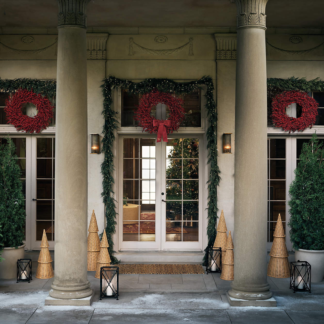 Large Faux Red Mini Berry Holiday Wreath 32" + Reviews | Crate & Barrel | Crate & Barrel
