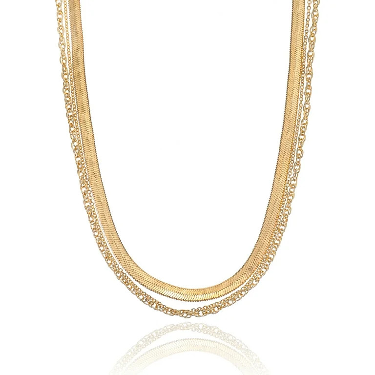 Women's Gold Chain Necklace Set, 3 Pieces - Walmart.com | Walmart (US)