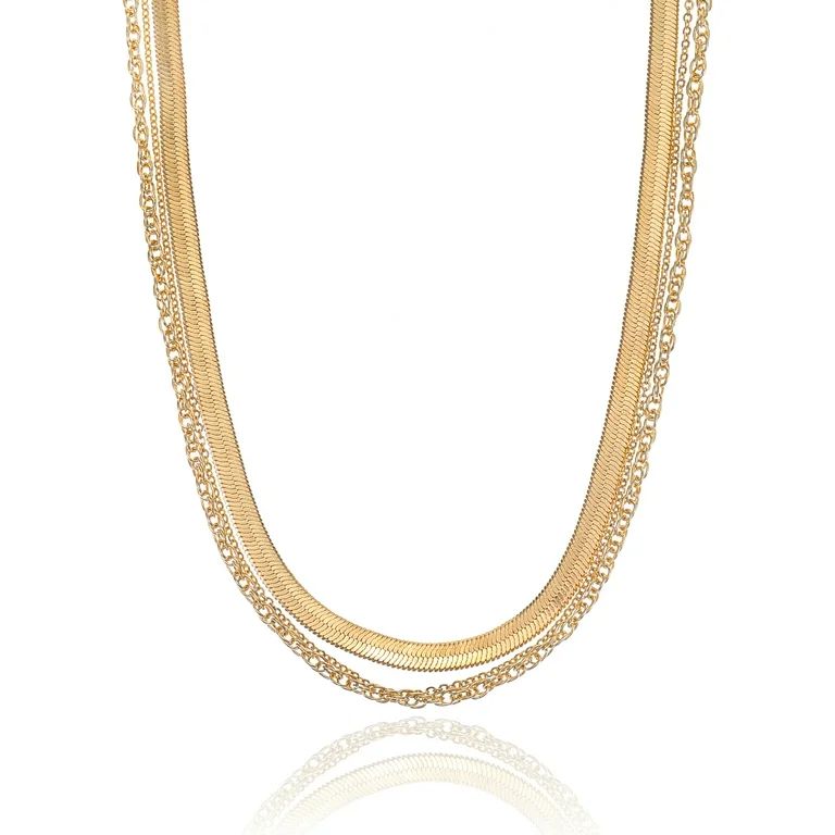 Women's Gold Chain Necklace Set, 3 Pieces | Walmart (US)
