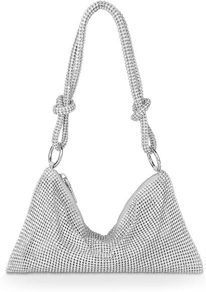 OSDUE Rhinestone Crossbody Bag, Women Silver Clutch Bag, Sparkly Rhinestone Purses, Evening Handb... | Amazon (UK)