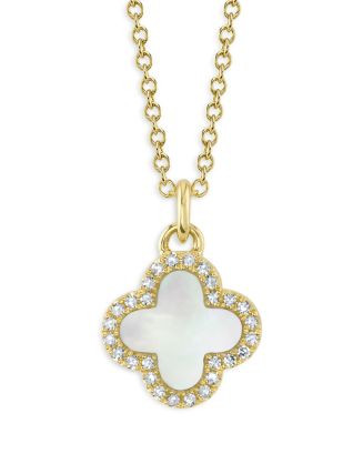 14K Yellow Gold Mother of Pearl & Diamond Clover Pendant Necklace, 17"-18" | Bloomingdale's (US)